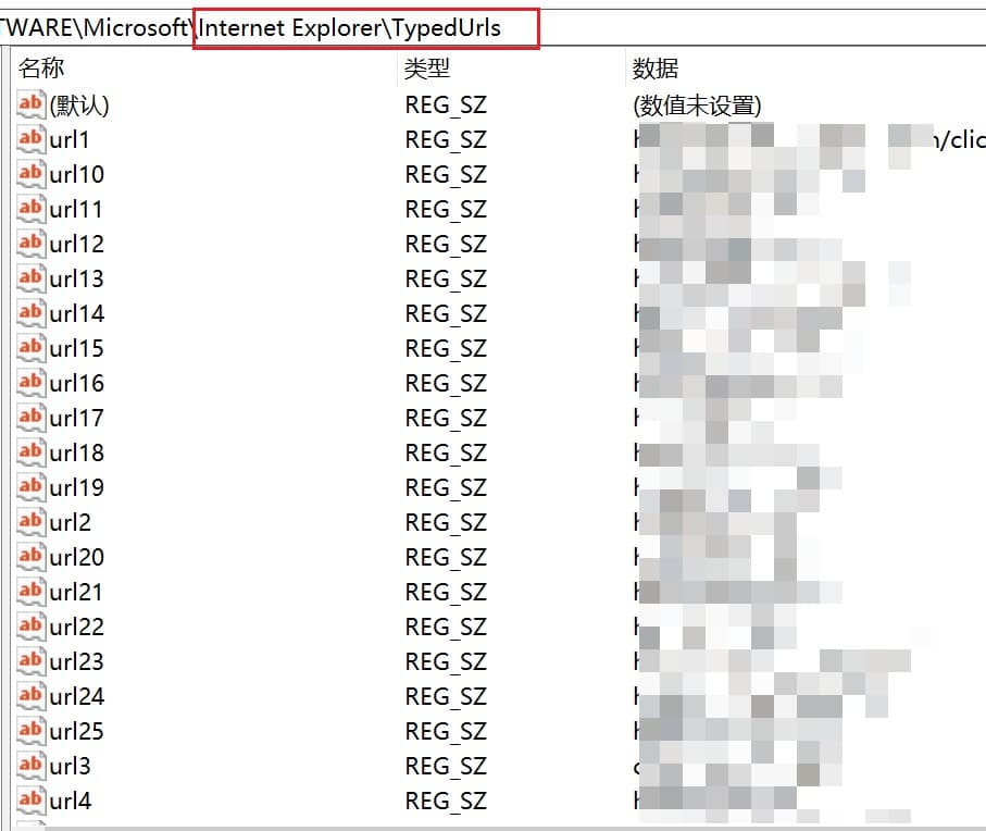 注册表编辑器查看Internet Explorer项下的TypedUrls项有什么用？ 有问有答 第1张