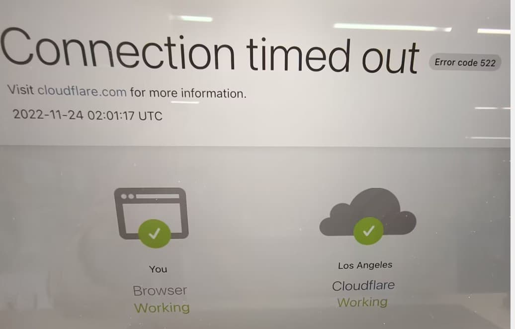 接入Cloudflare后打开网站显示Error code 522怎么解决？