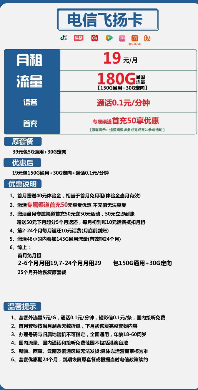 电信飞扬卡有没有用过的朋友说下真实情况，靠不靠谱？ 电信流量卡 第1张