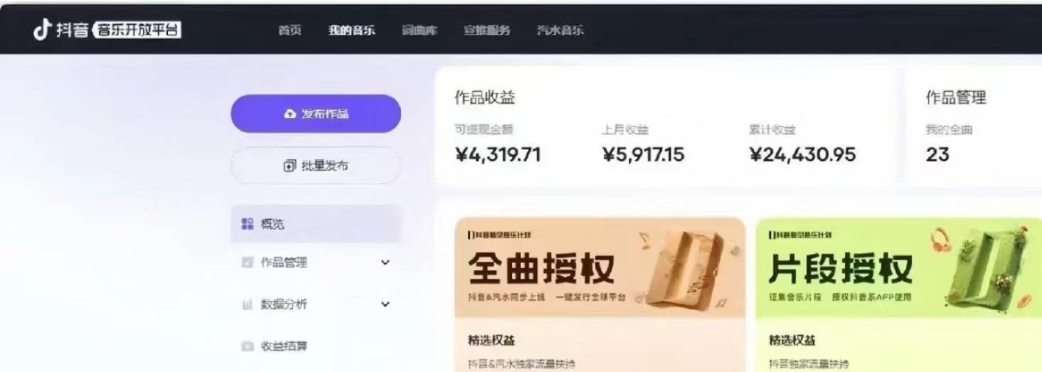 （13753期）抖音汽水音乐人计划无脑月入5000+操作简单实操已落地